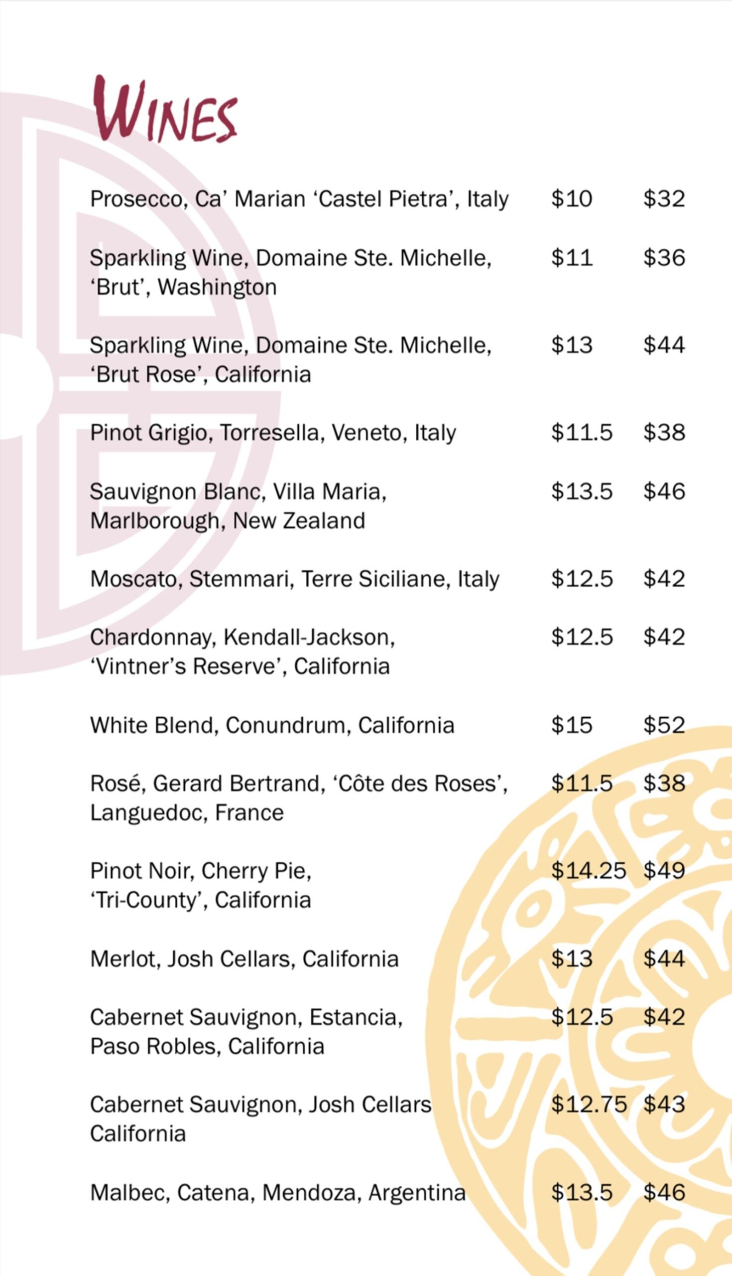 Part of a menu from a Chinese-Mexican restaurant