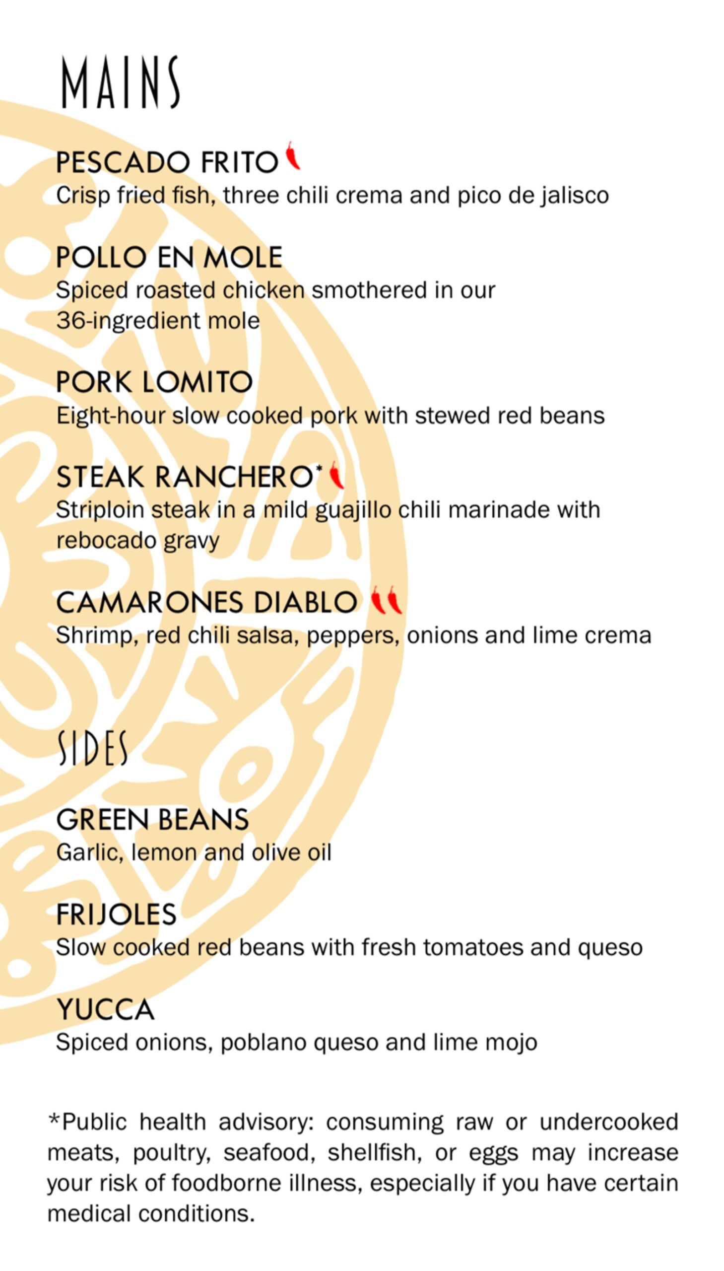 Part of a menu from a Chinese-Mexican restaurant