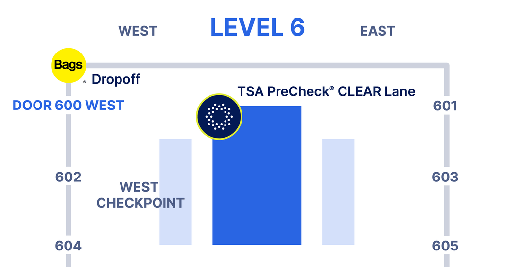 map of Clear curbside bag drop off at DEN