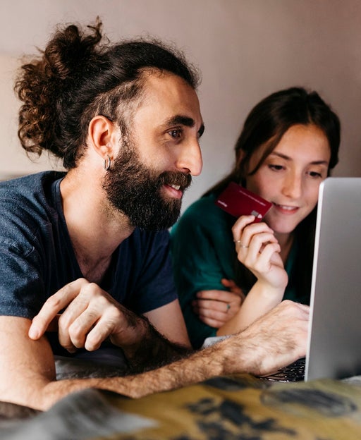 Couple with laptop