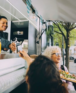 customers paying for food with credit card