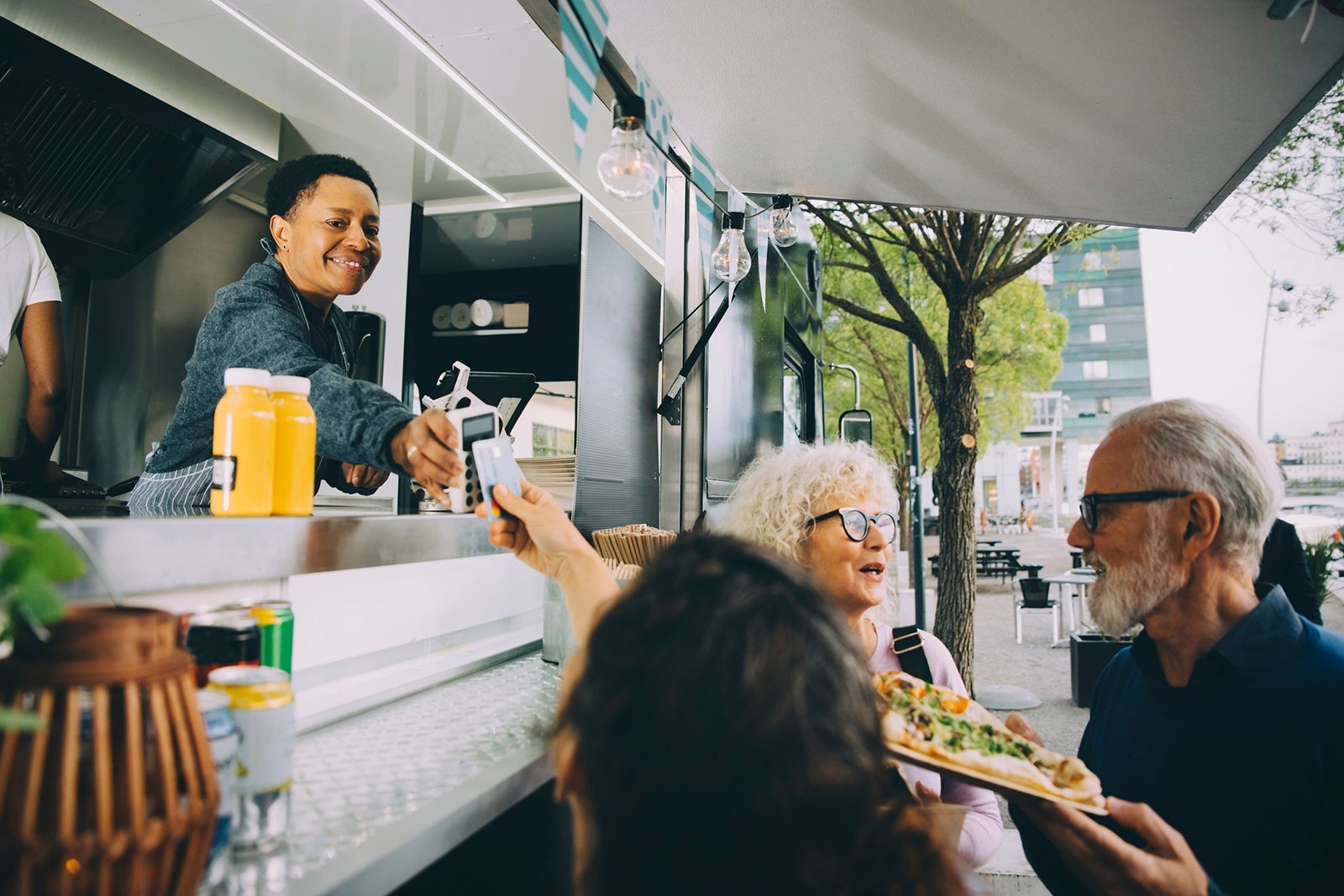Chase Sapphire Preferred vs. Ink Business Preferred People getting food at a food truck