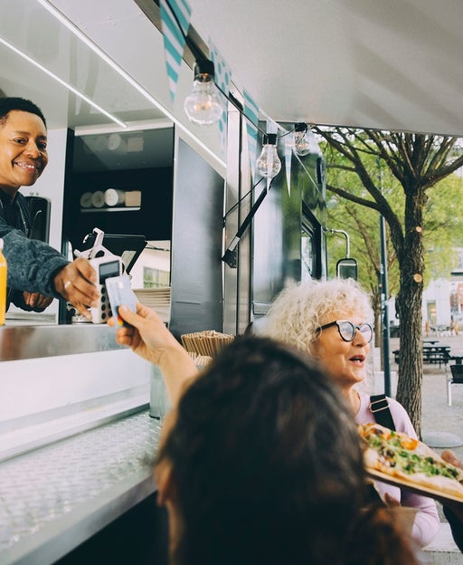 customers paying for food with credit card