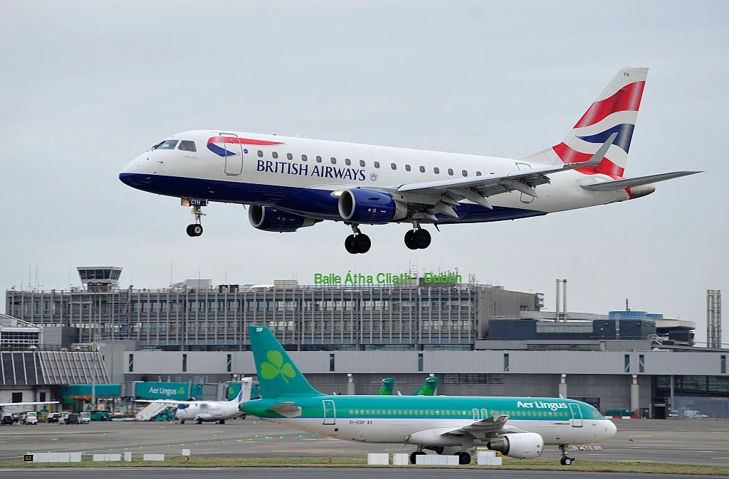 Aer Lingus Aircraft And Check-In Desks At Dublin Airport