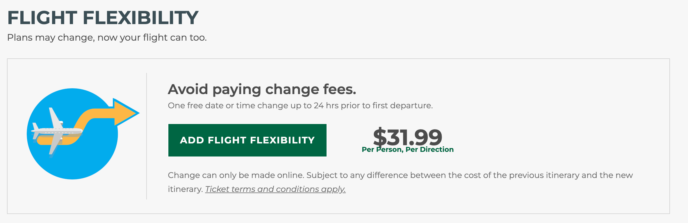 Frontier flight flexibility add-on