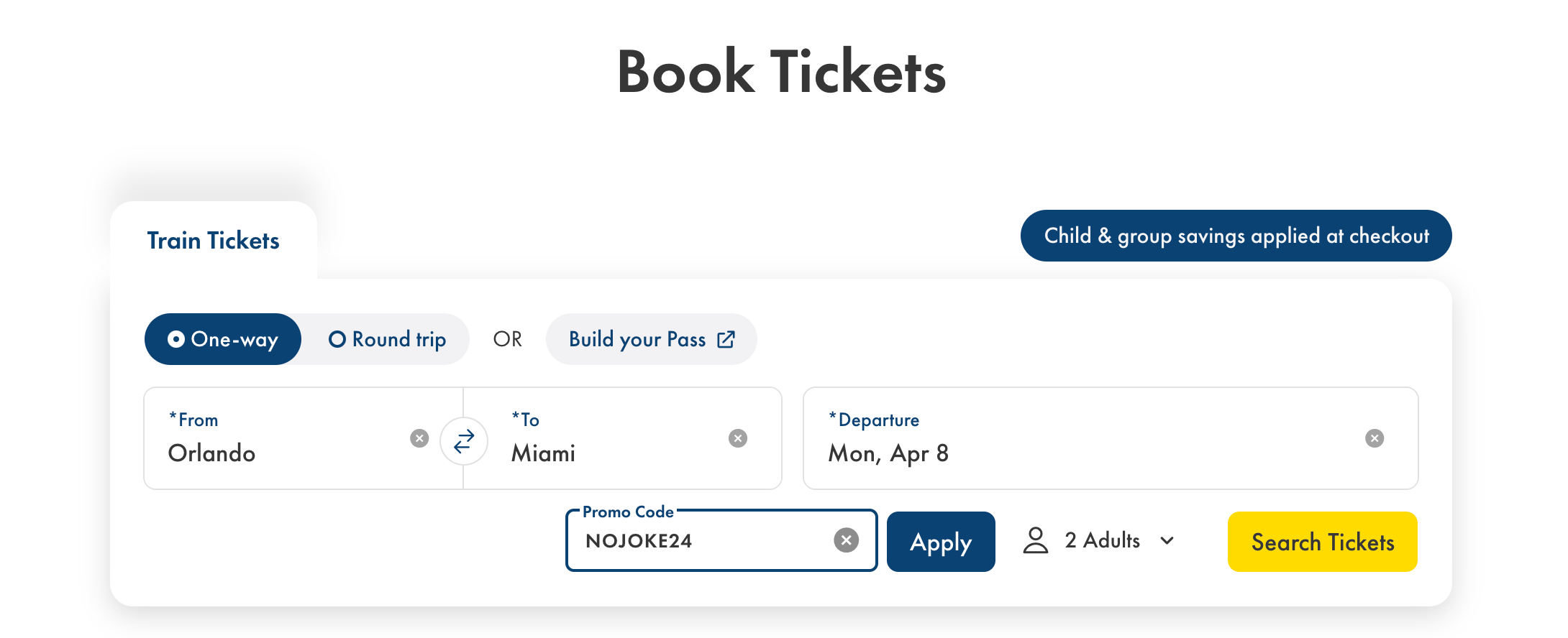 screenshot of Brightline BOGO deal