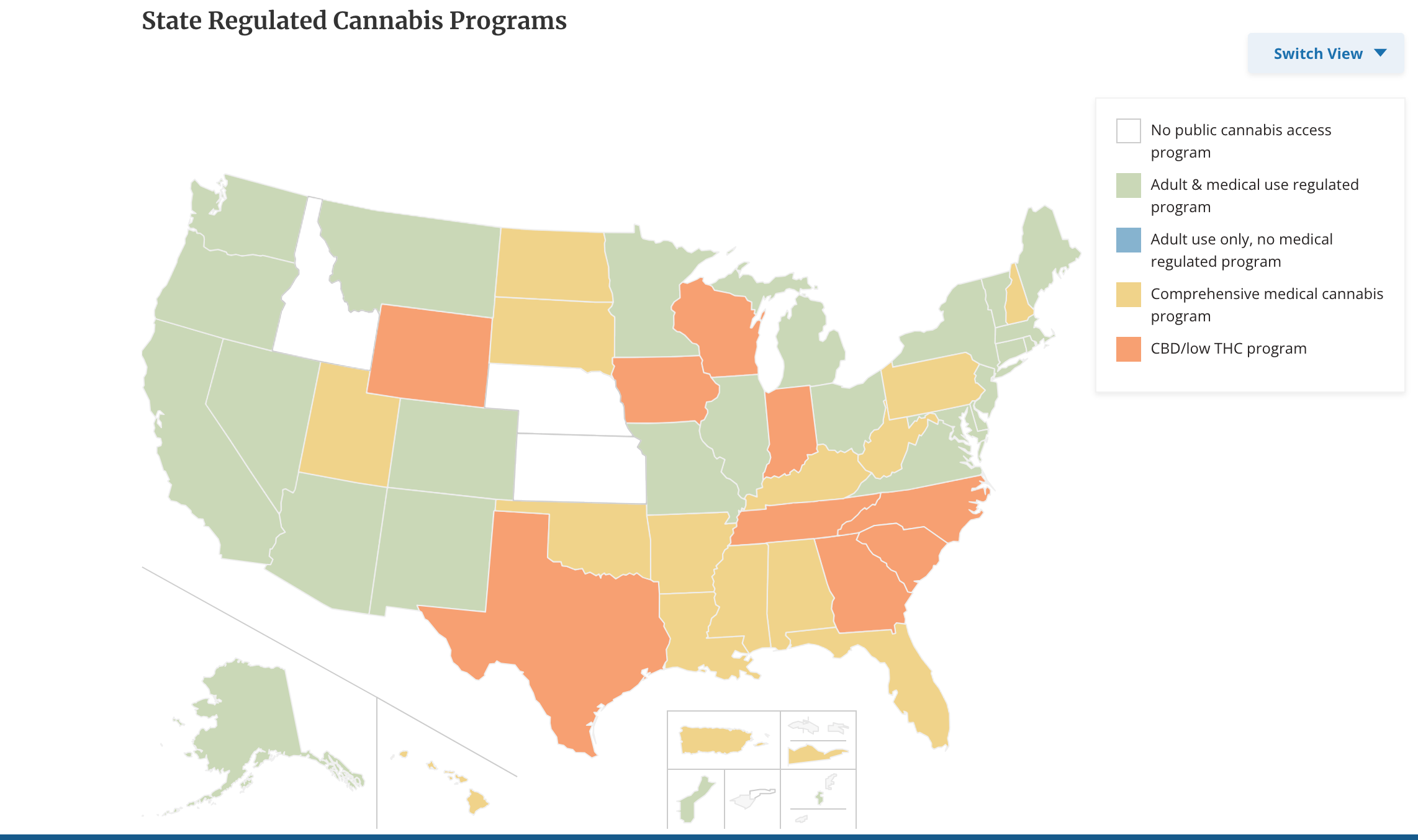 map of state regulated cannabis programs
