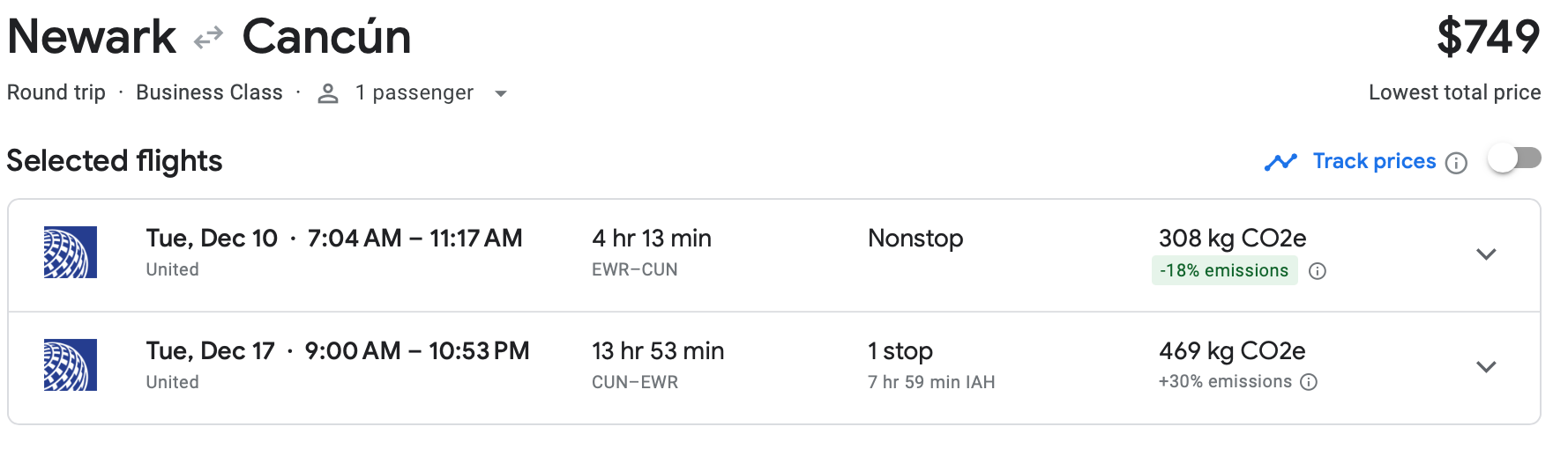 google flights screenshot