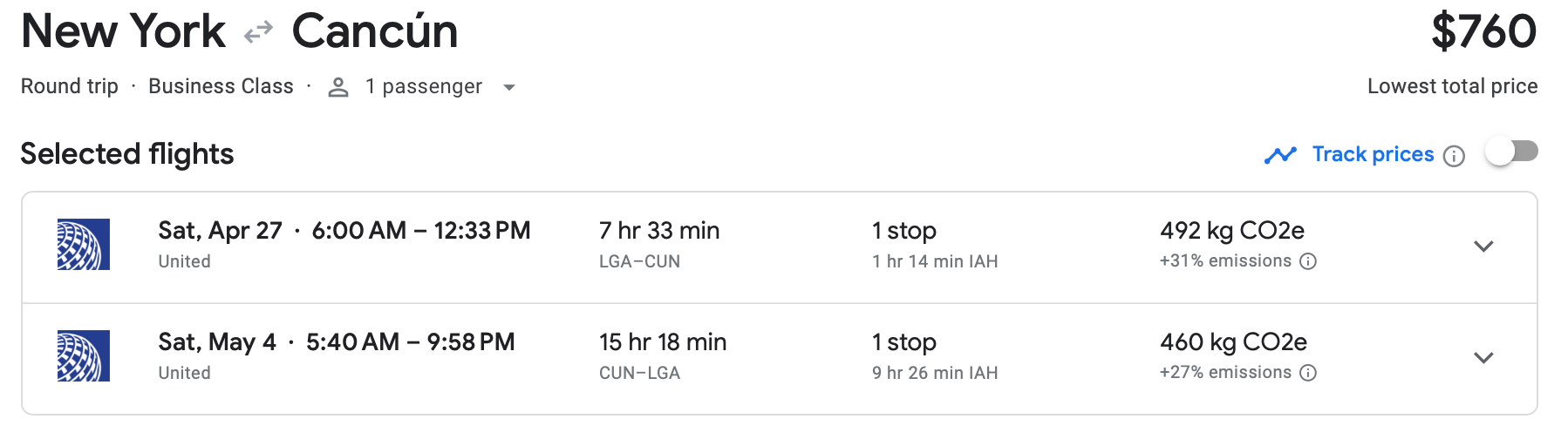 google flights screenshot