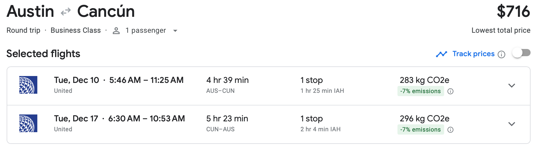 google flights screenshot