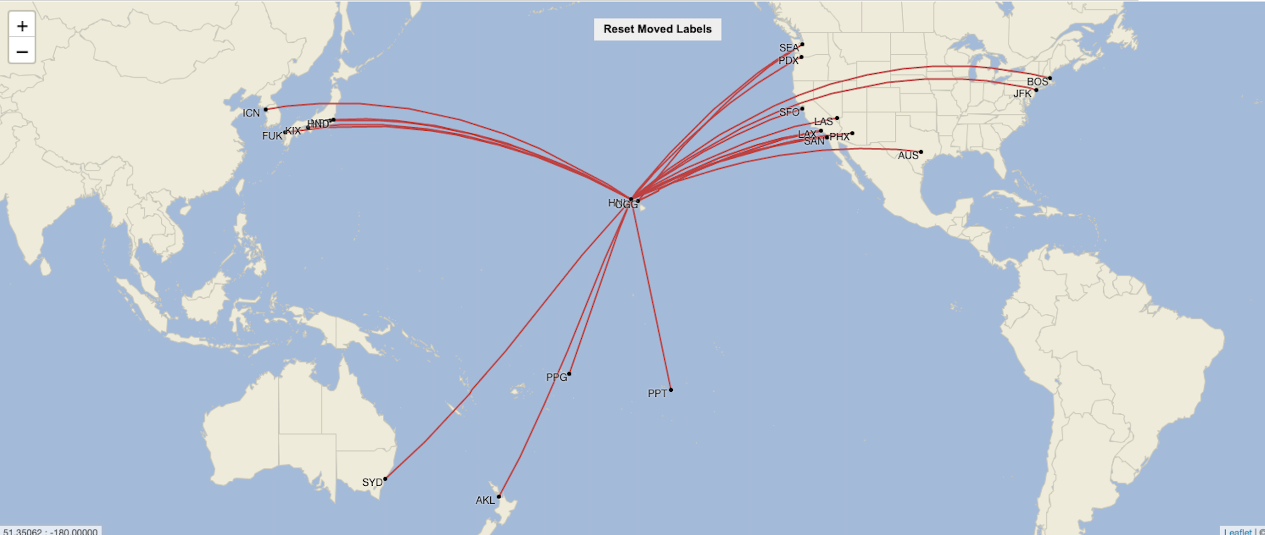 Hawaiian's current long-haul routes. CIRIUM