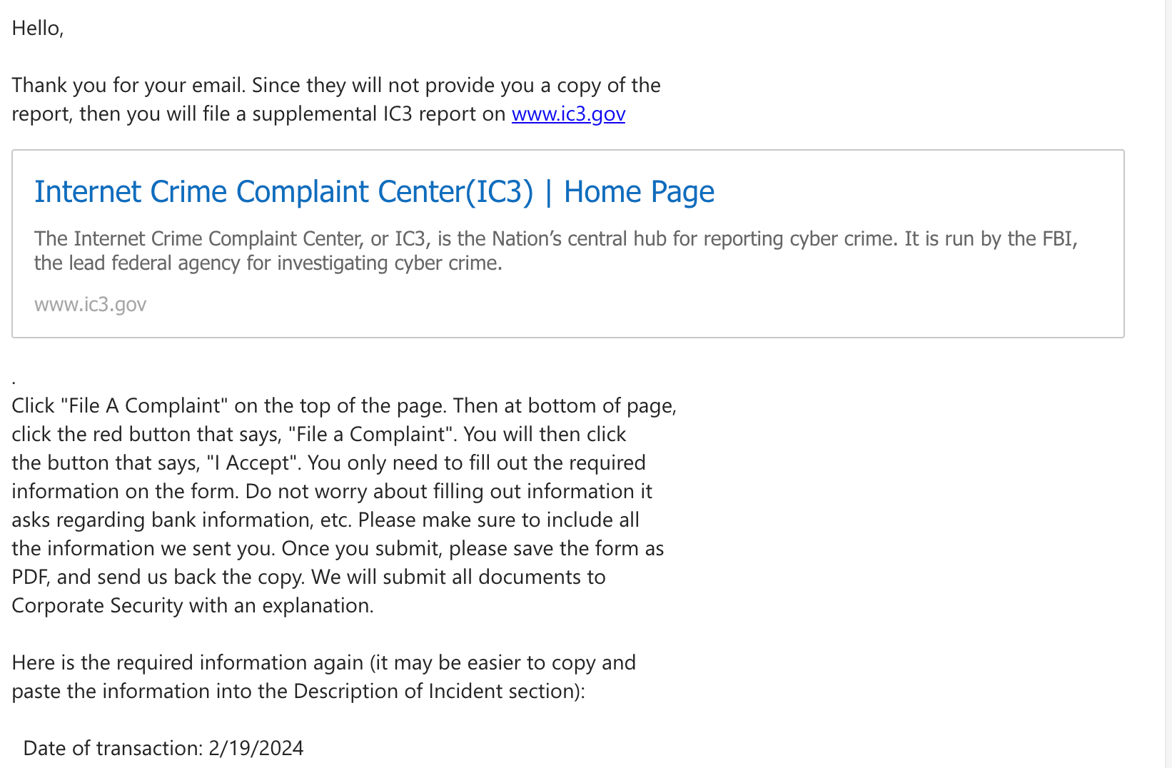 Letter from American Airlines customer service. AMERICAN AADVANTAGE