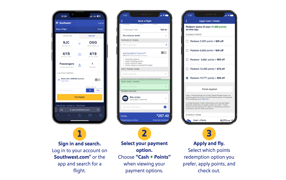 Southwest Cash + Points step by step
