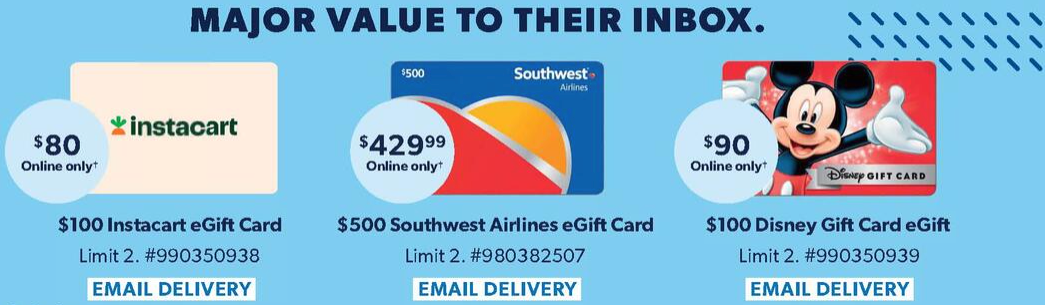 screenshot of Sam's Club gift card deals