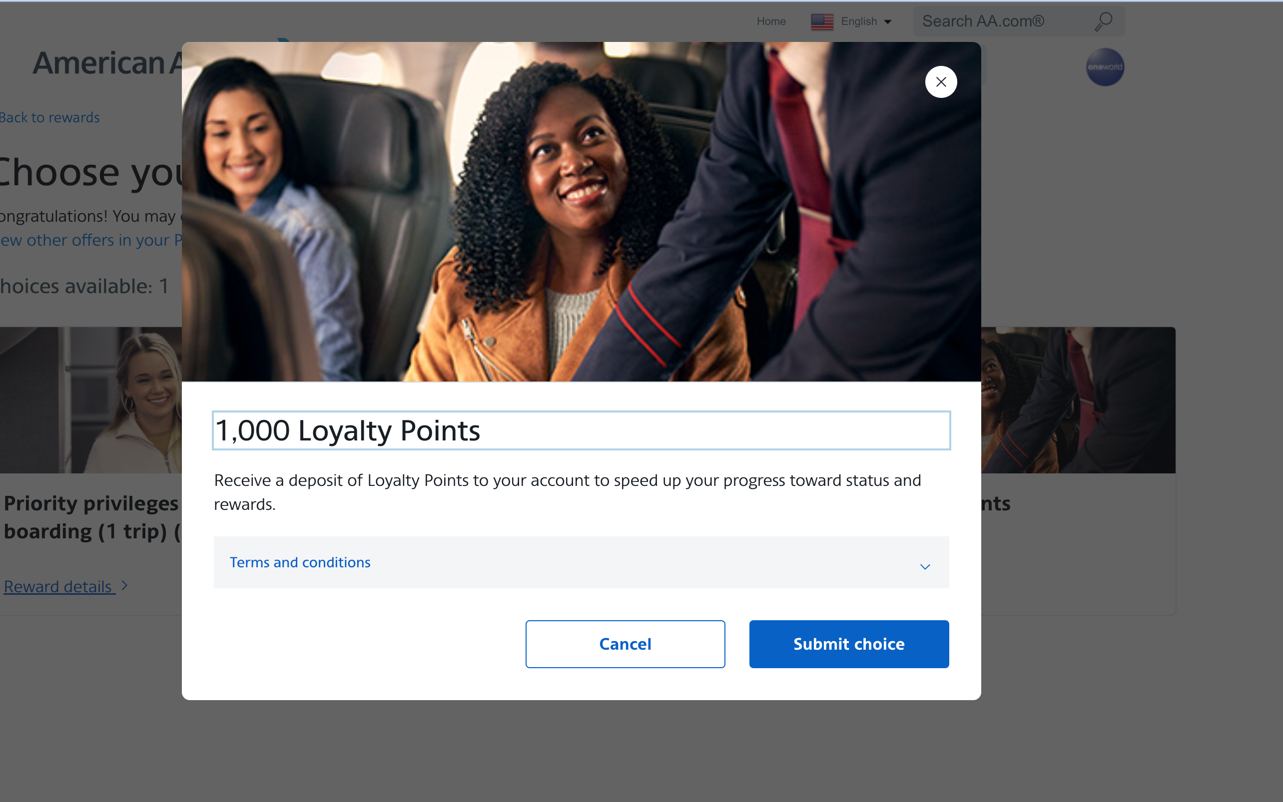A screenshot of Loyalty Points Rewards deposit.