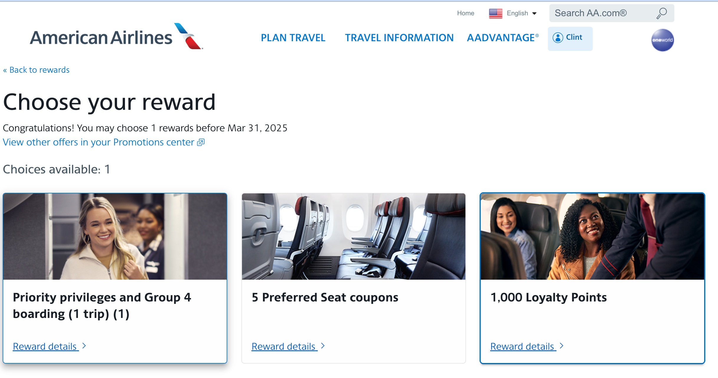 New options for choosing Loyalty Points Rewards.