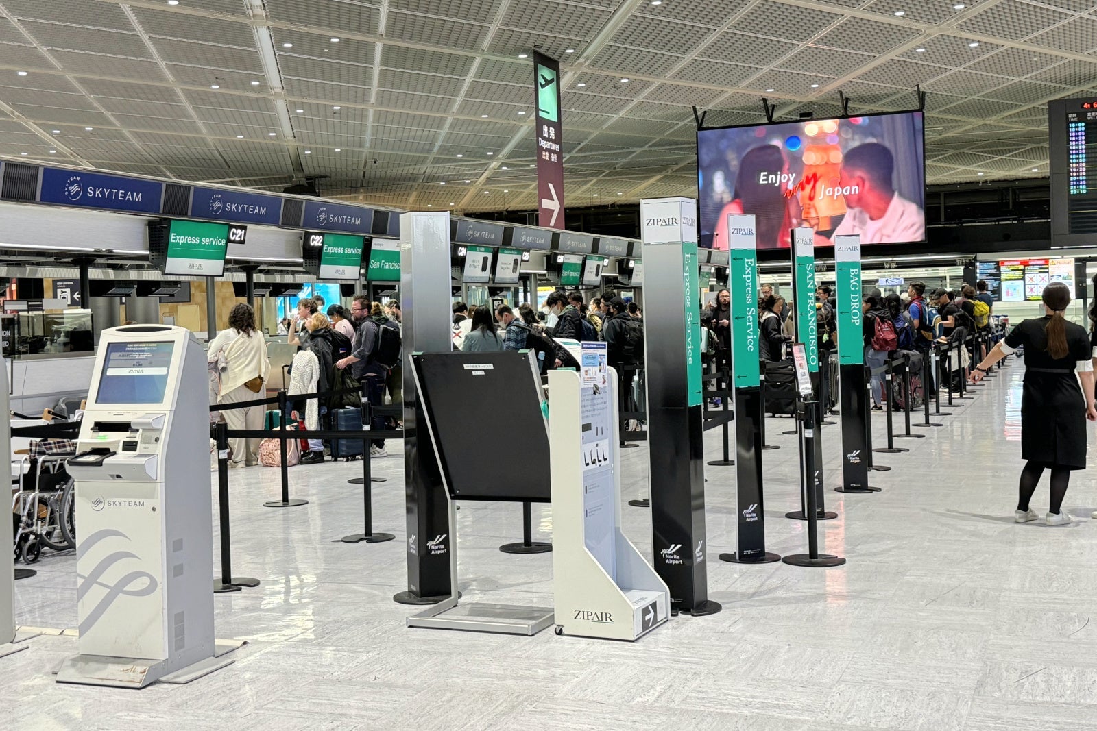 ZIPAIR Check-In Counters in Tokyo NRT Terminal 1