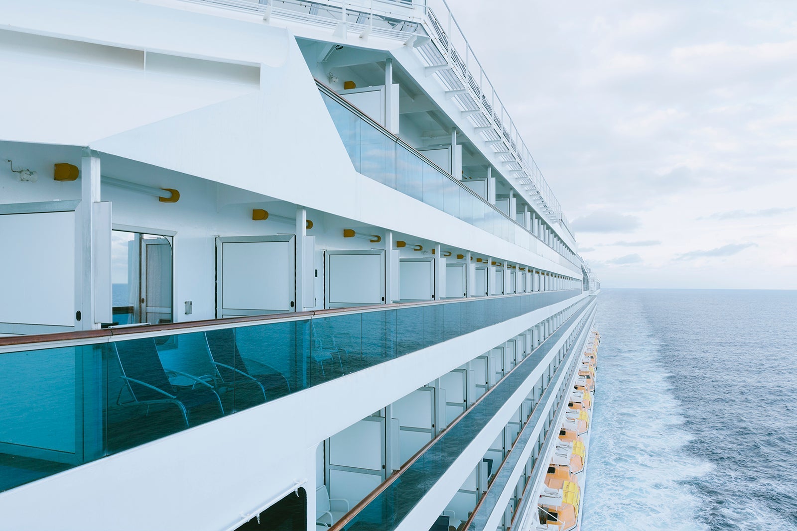 Exterior of cruise ship sailing in Mediterranean Sea
