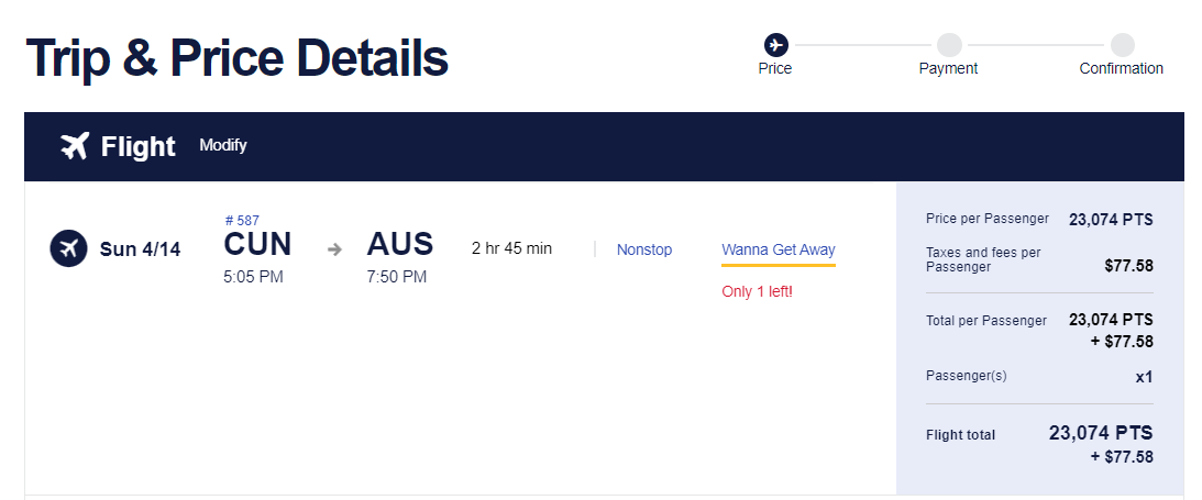 Southwest nonstop from Cancun to Austin