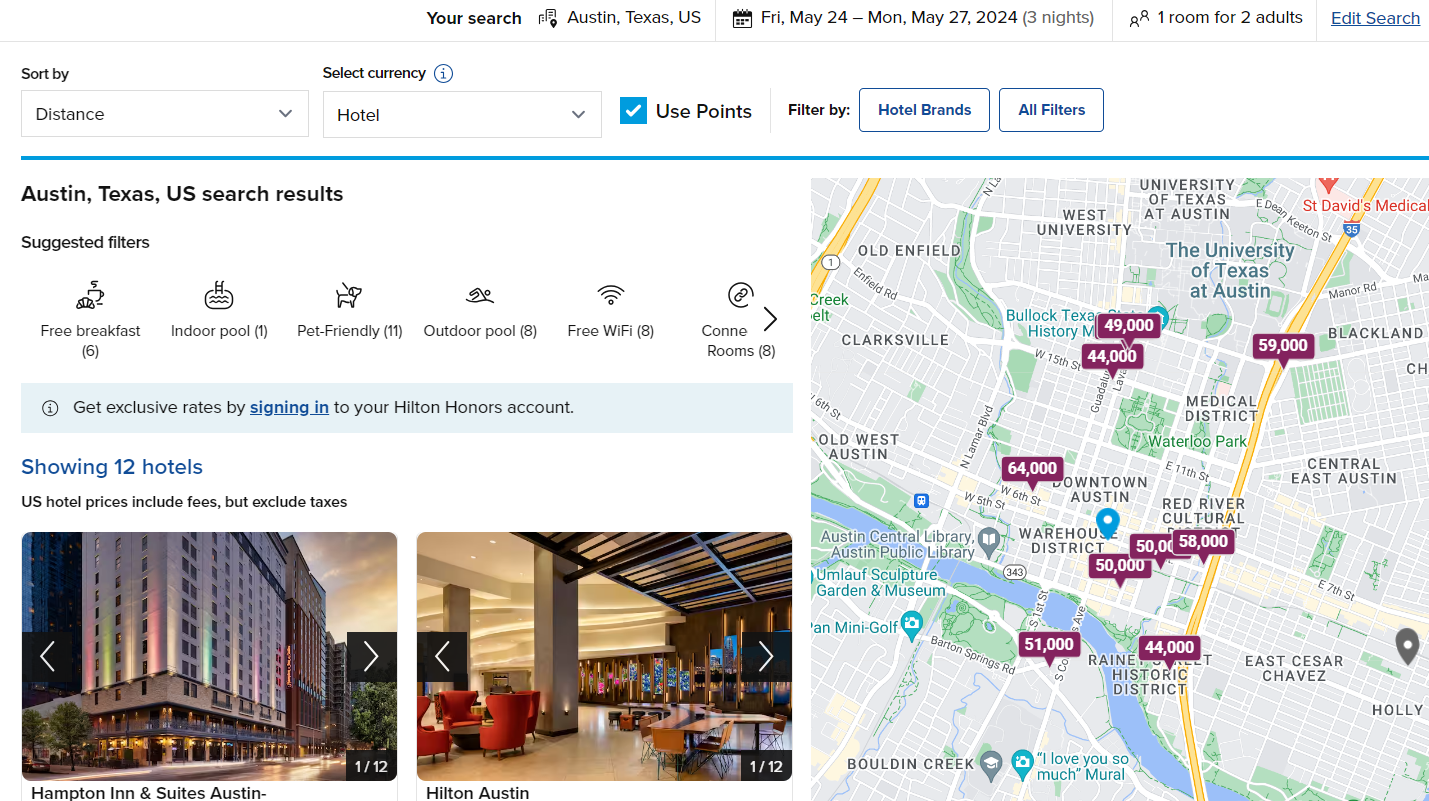 Redeeming Hilton points