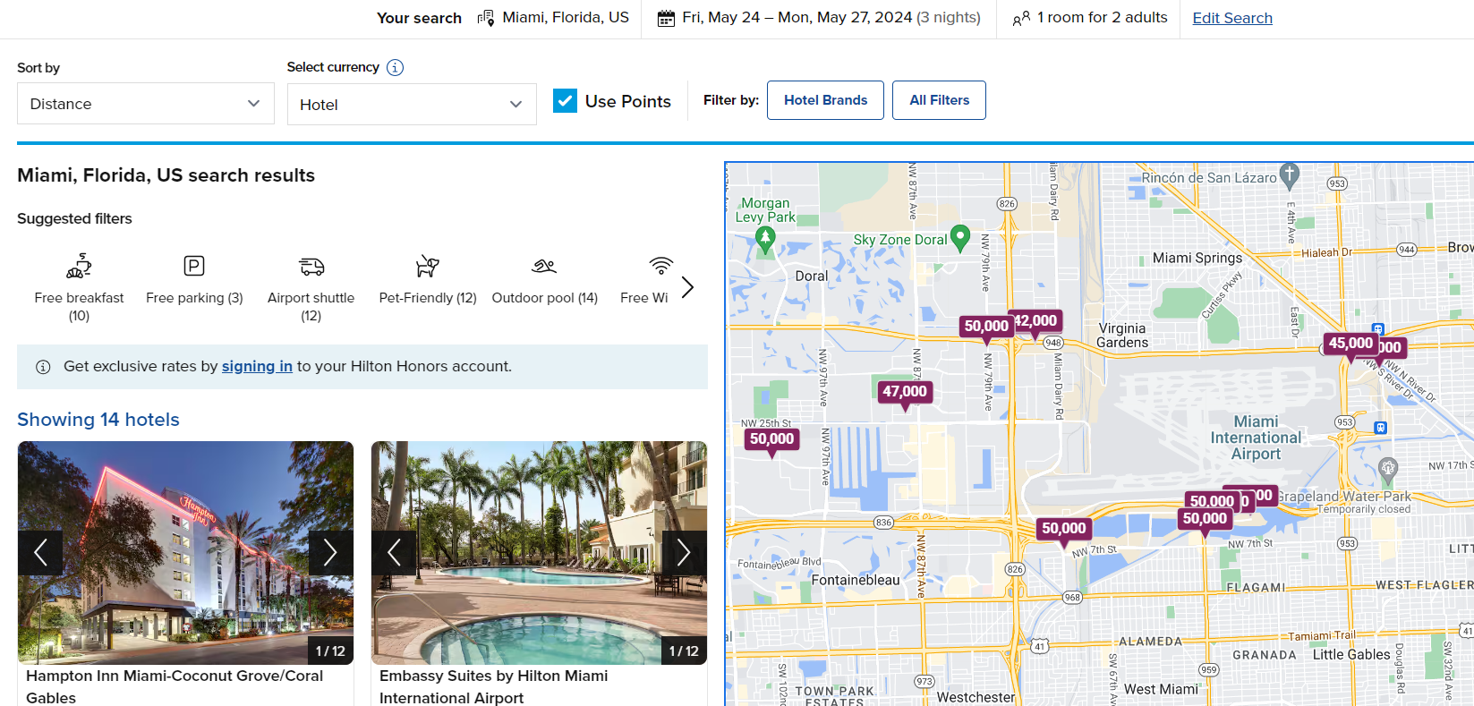 Redeeming Hilton points
