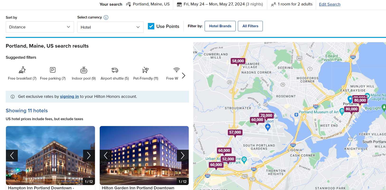 Redeeming Hilton points
