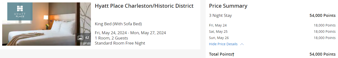 Hyatt award stay in Charleston