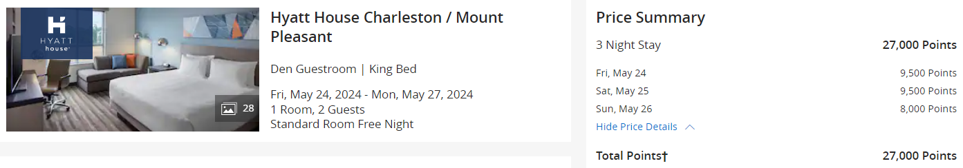 Hyatt award stay near Charleston