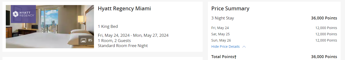 Hyatt award stay in Miami
