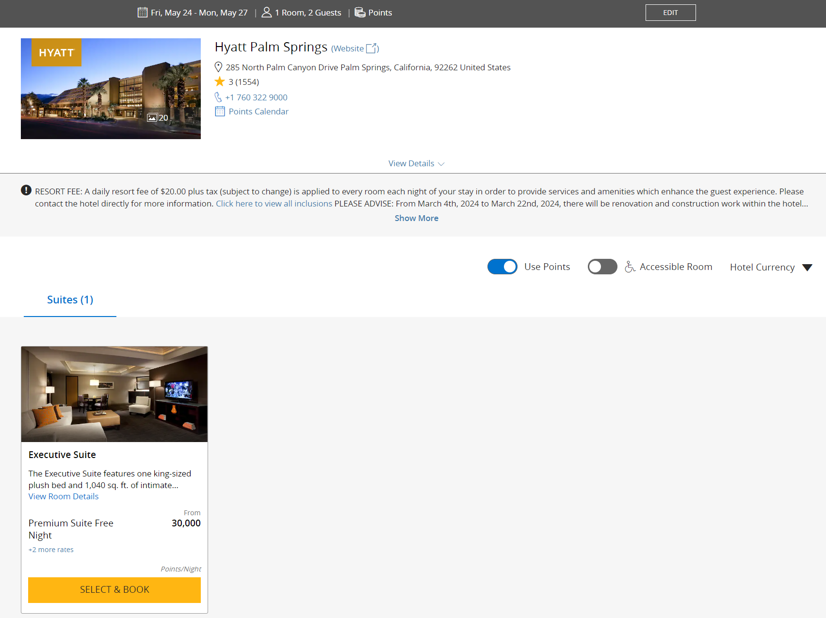 Hyatt property in Palm Springs