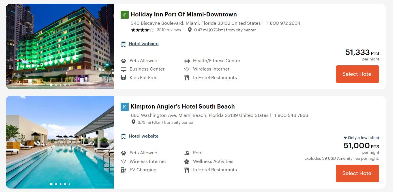 Redeeming IHG points for a stay in Miami