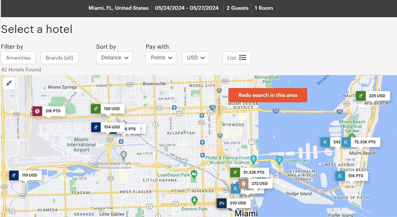 Redeeming IHG points for a stay in Miami