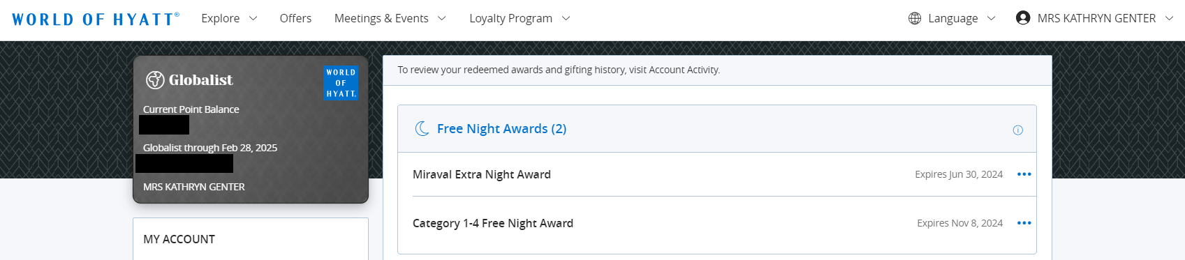Hyatt Miraval extra night awards