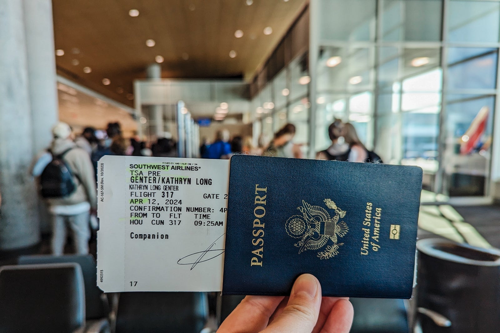 Southwest boarding gate with boarding pass