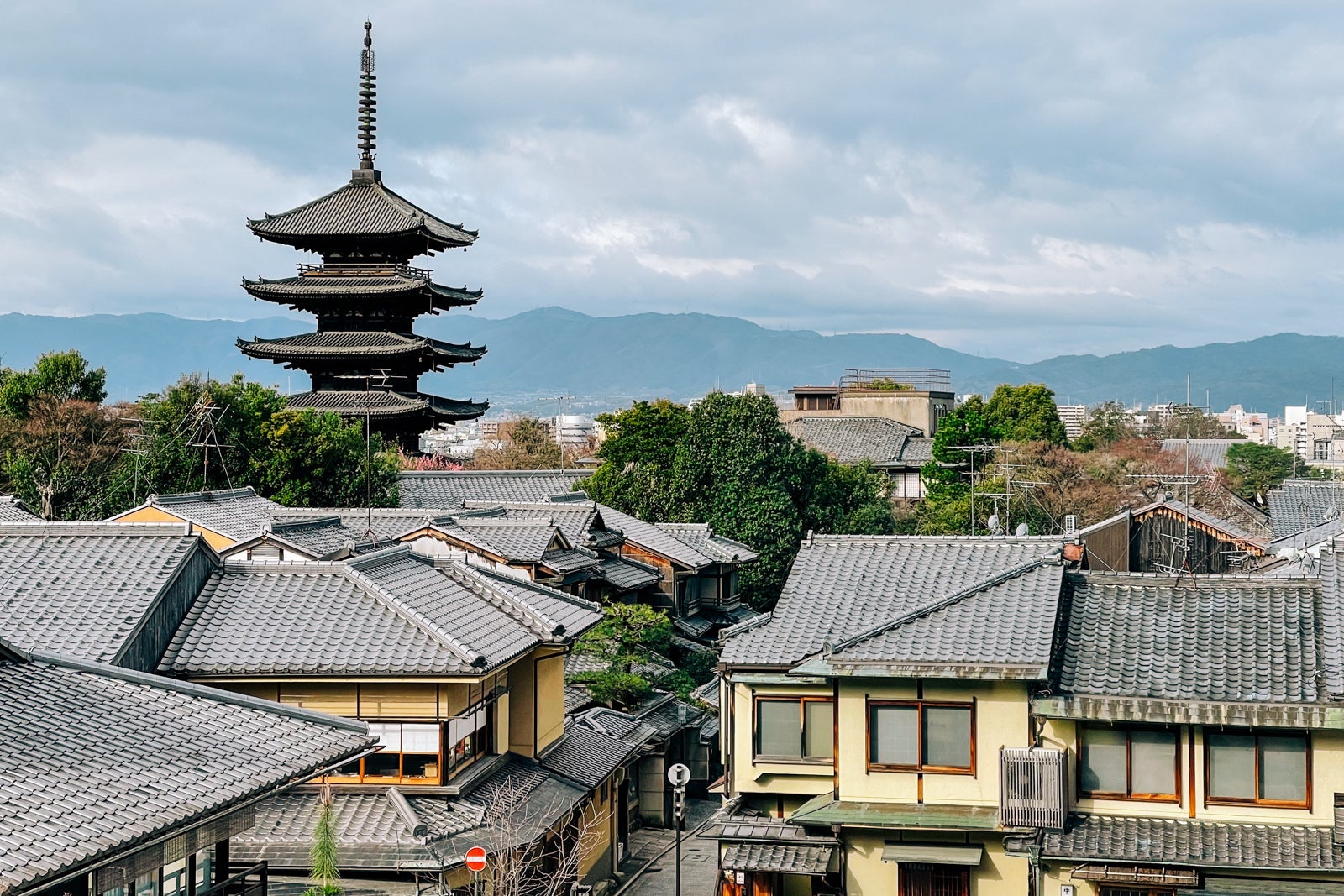 Yasaka Pagoda in the distance as seen from a suite at Park Hyatt Kyoto