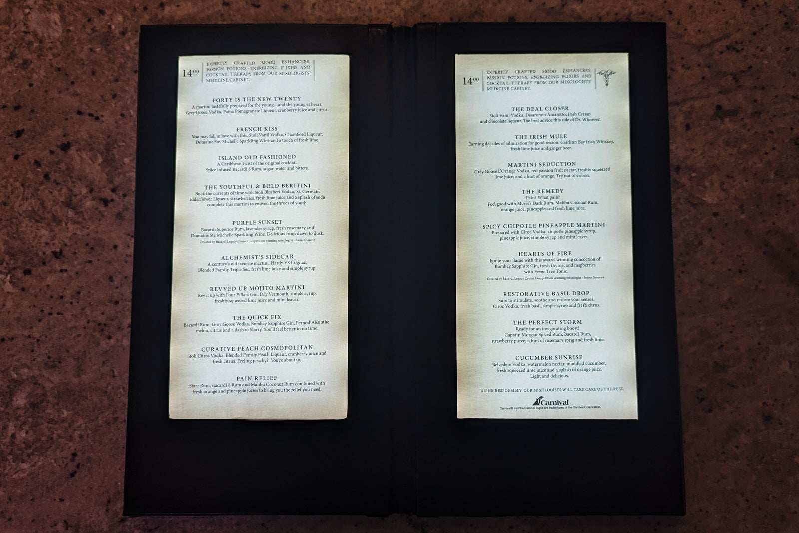 Carnival Glory Alchemy Bar