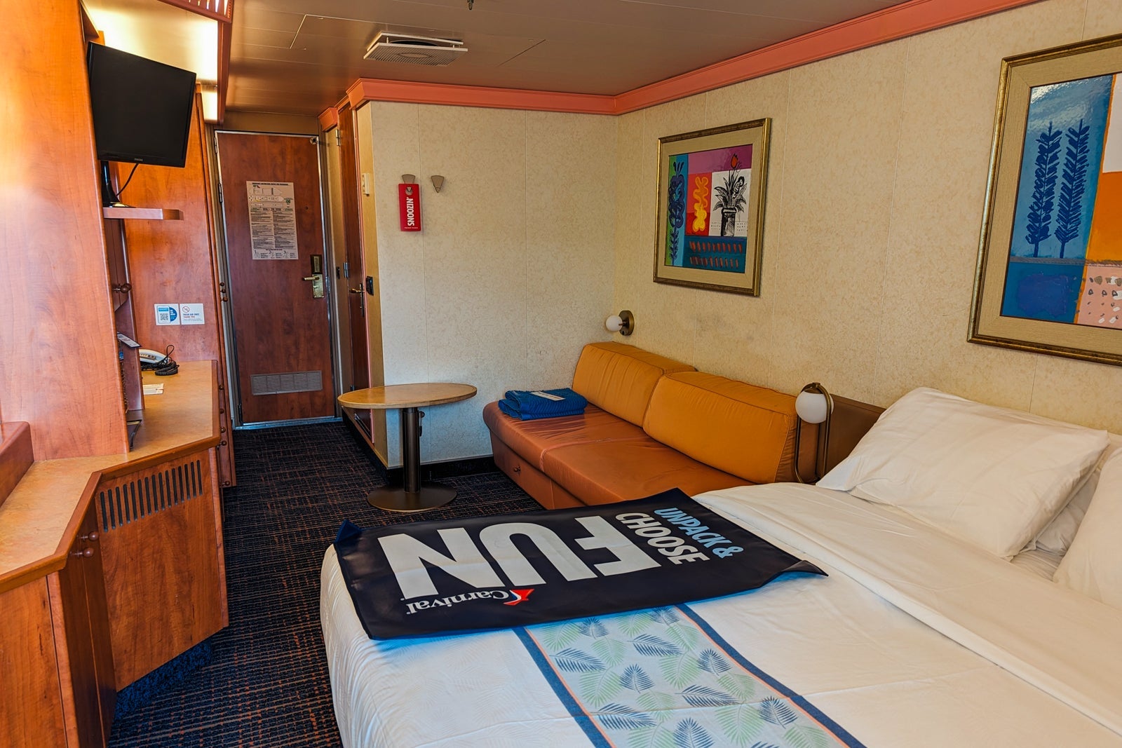 Carnival Glory cabin sofa table