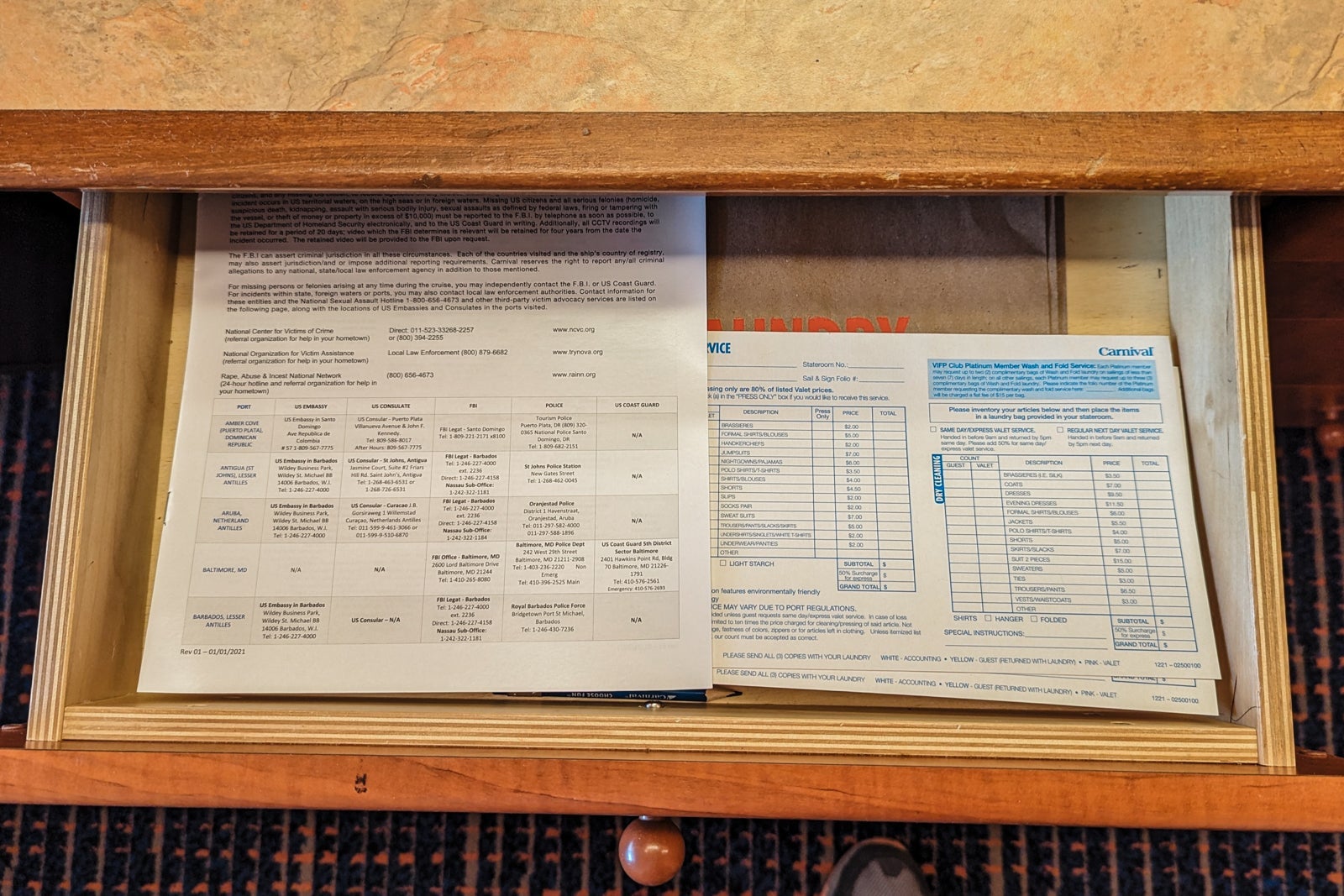 Carnival Glory cabin desk