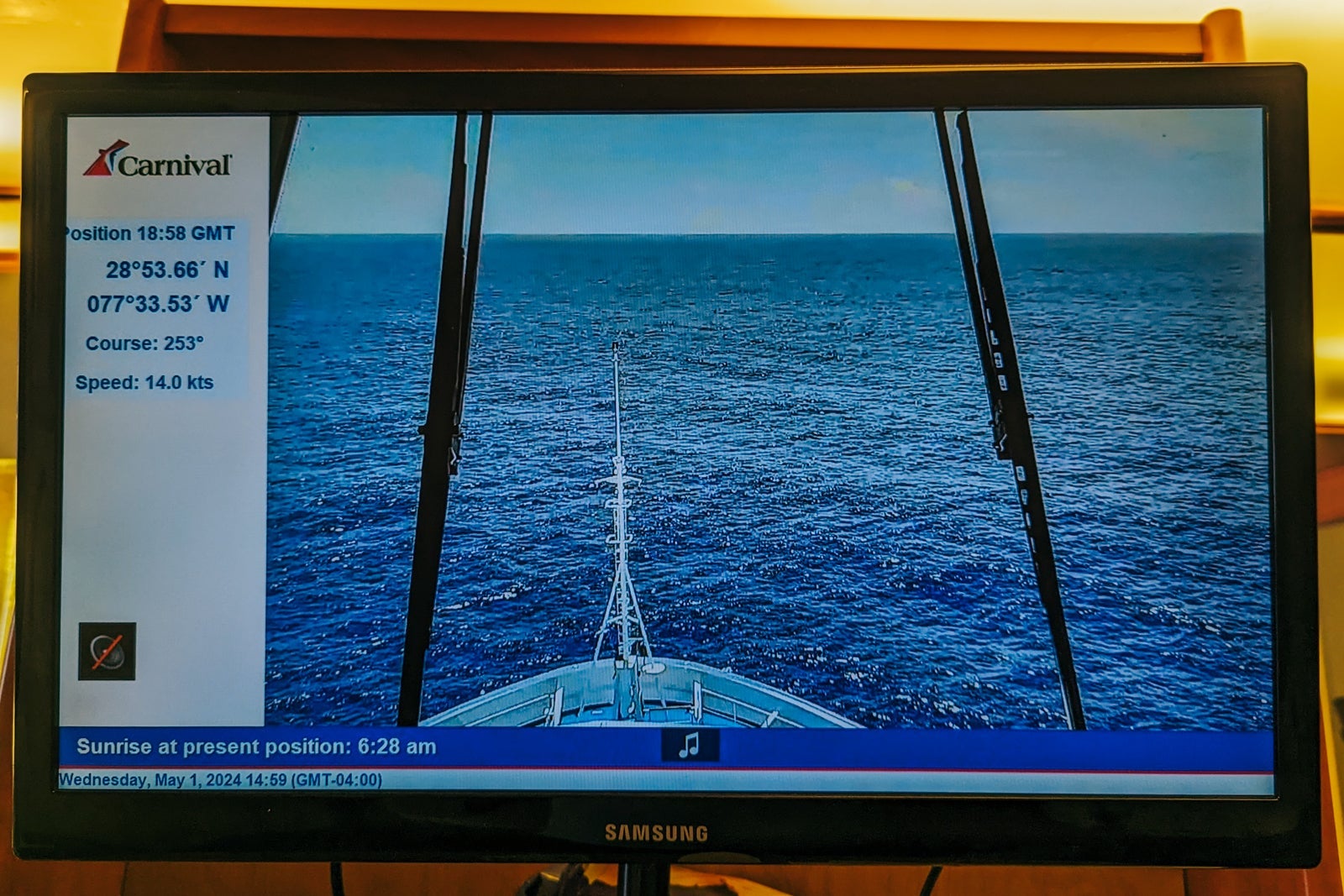 Carnival Glory cabin tv map