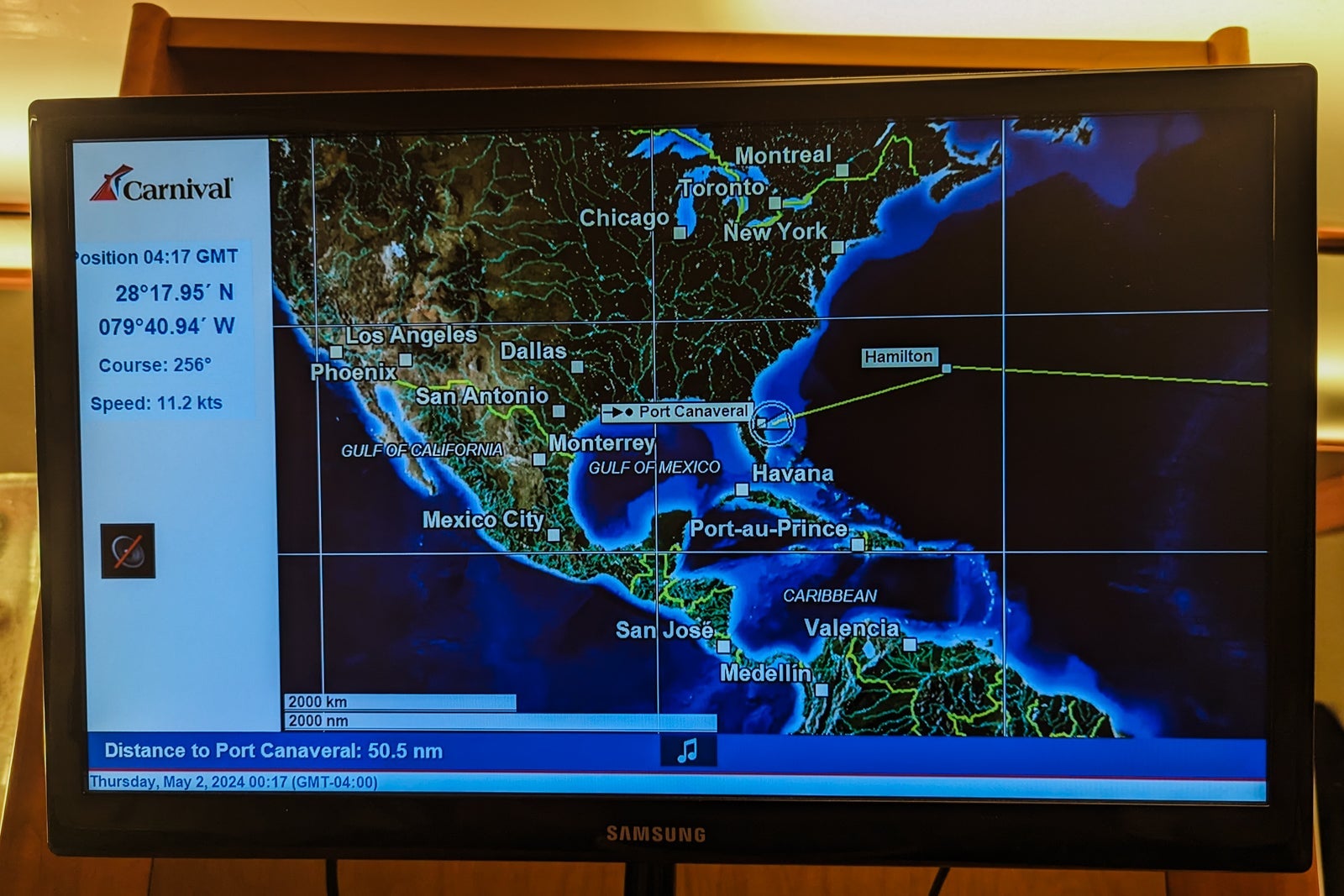 Carnival Glory cabin tv map