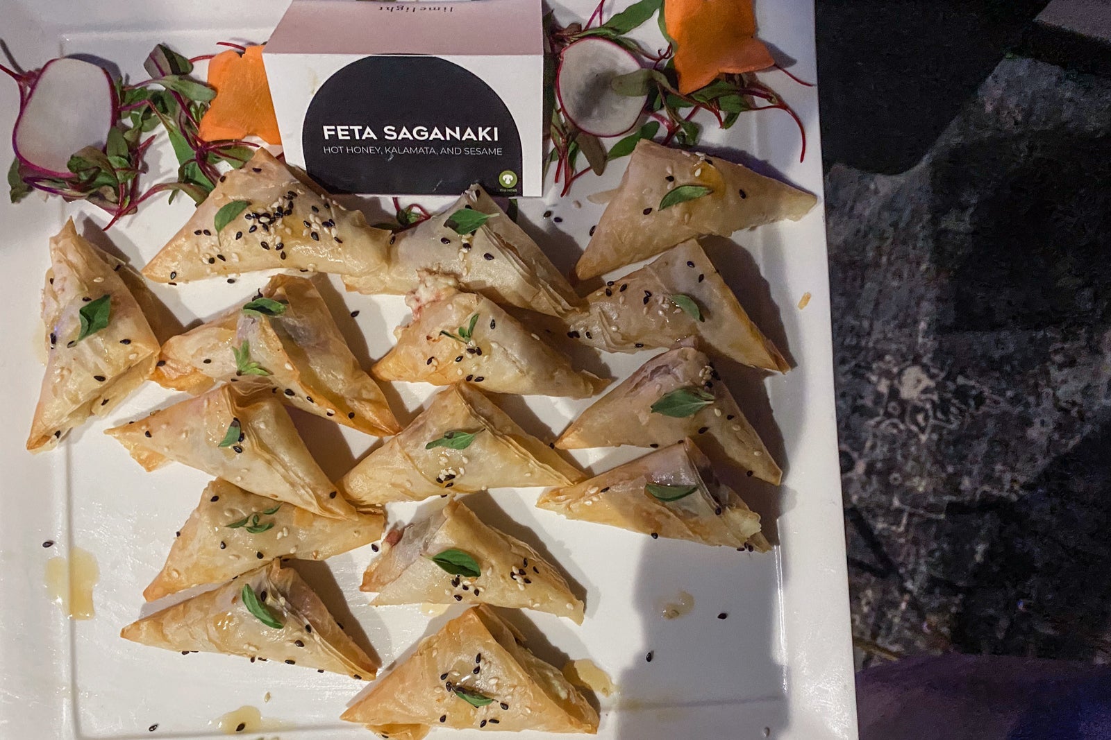 Feta saganaki appetizer bites