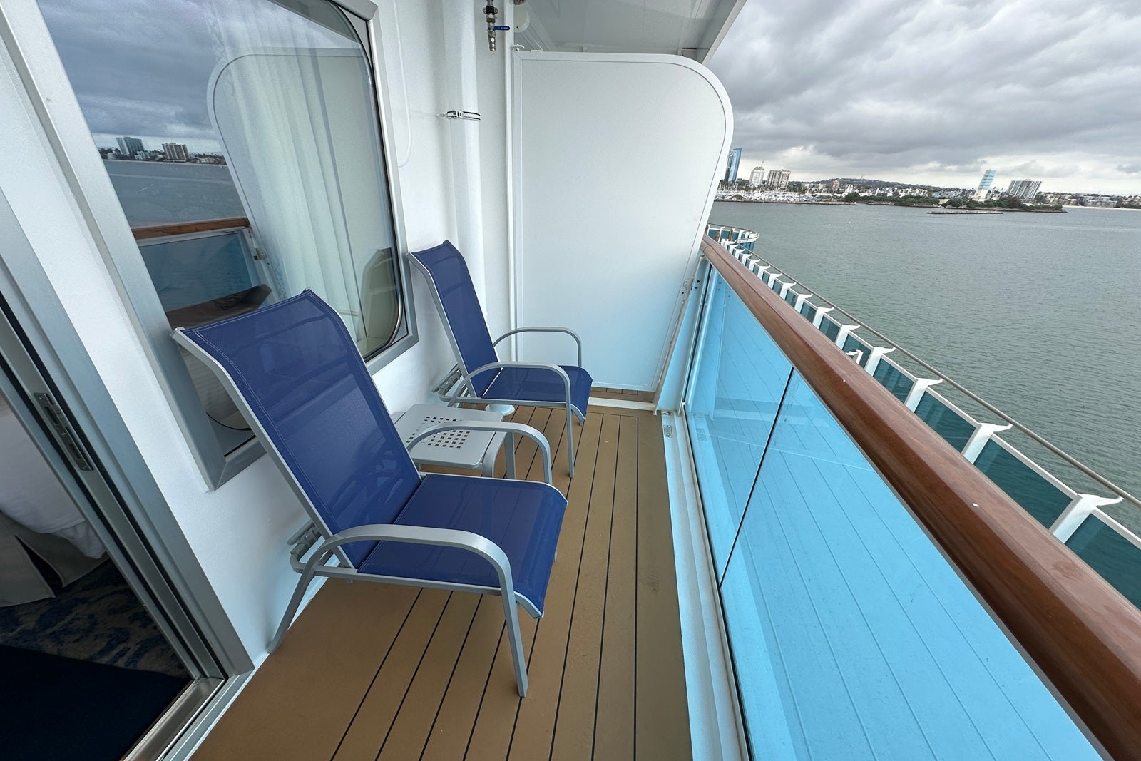 A cruise ship balcony on the Carnival Firenze
