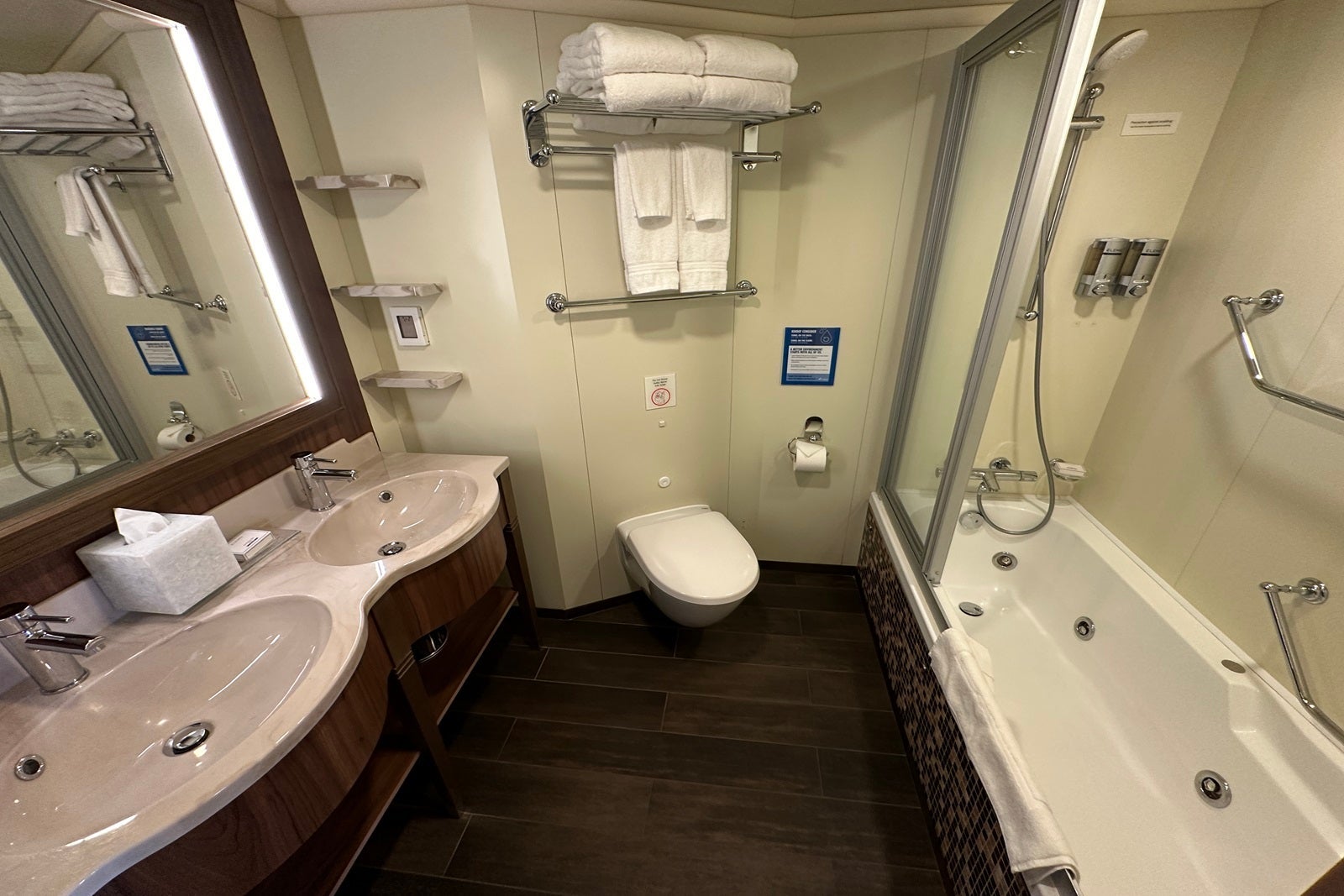 A cruise ship bathroom on the Carnival Firenze