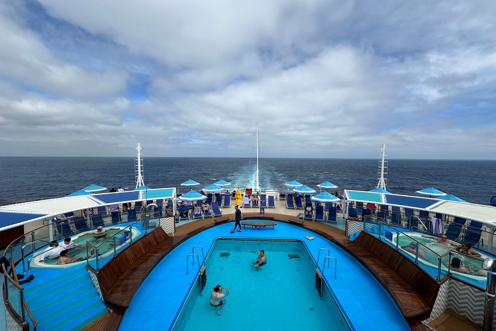 An aft pool on a cruise ship