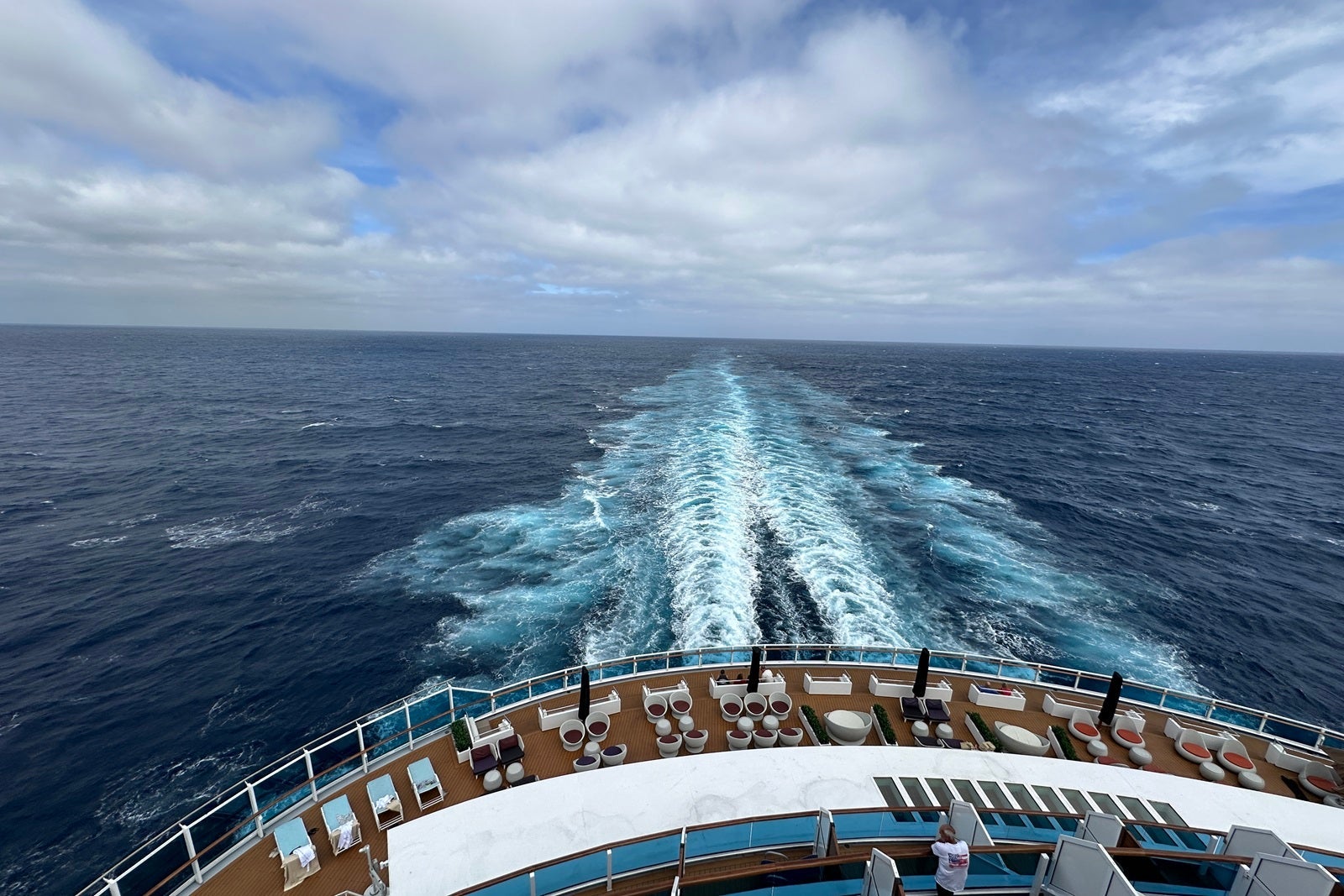 A view of the wake from a cruise ship