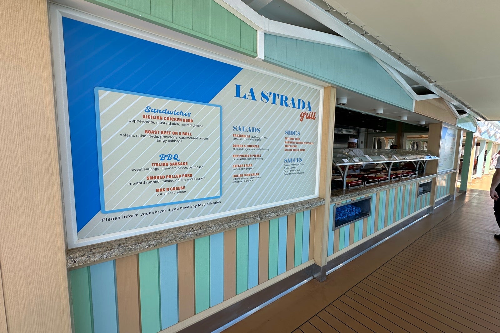 A food counter on a cruise ship