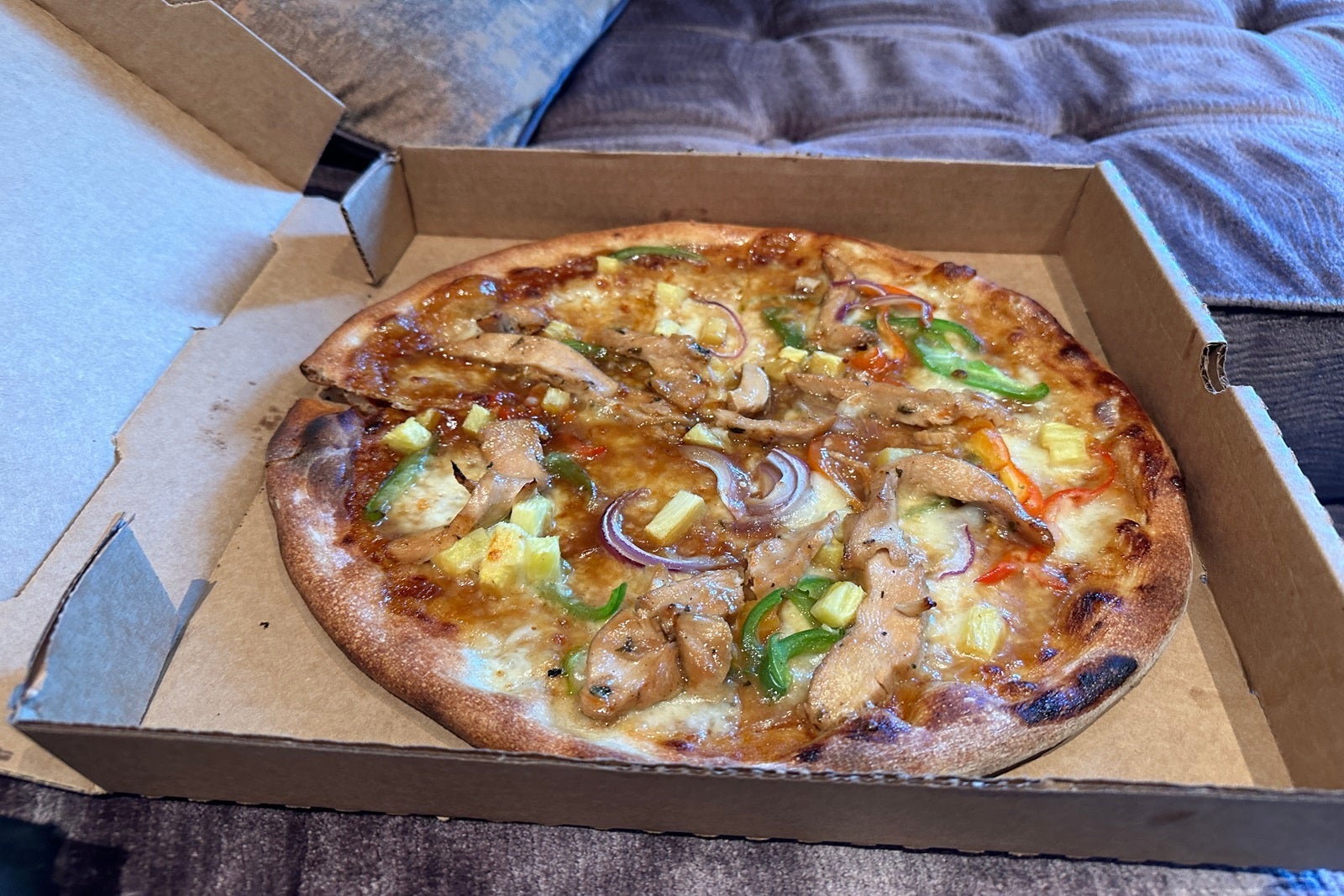 A room service pizza on a cruise ship