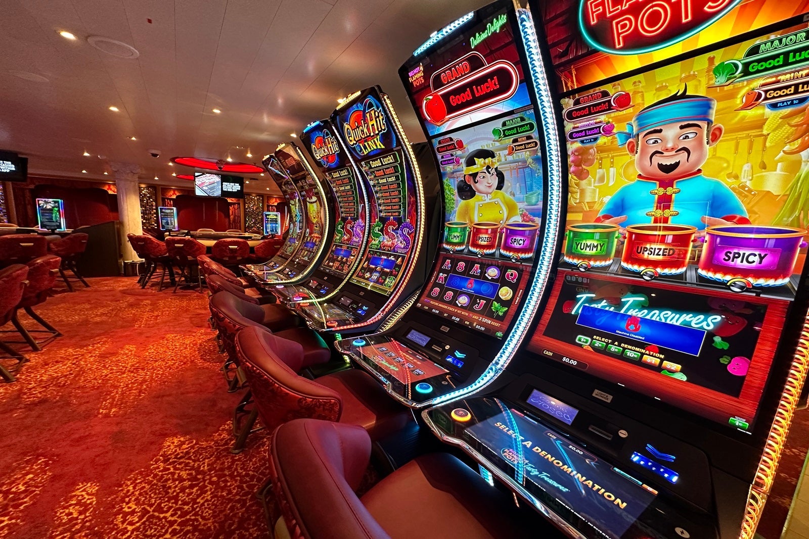 Slot machines in a cruise ship casino