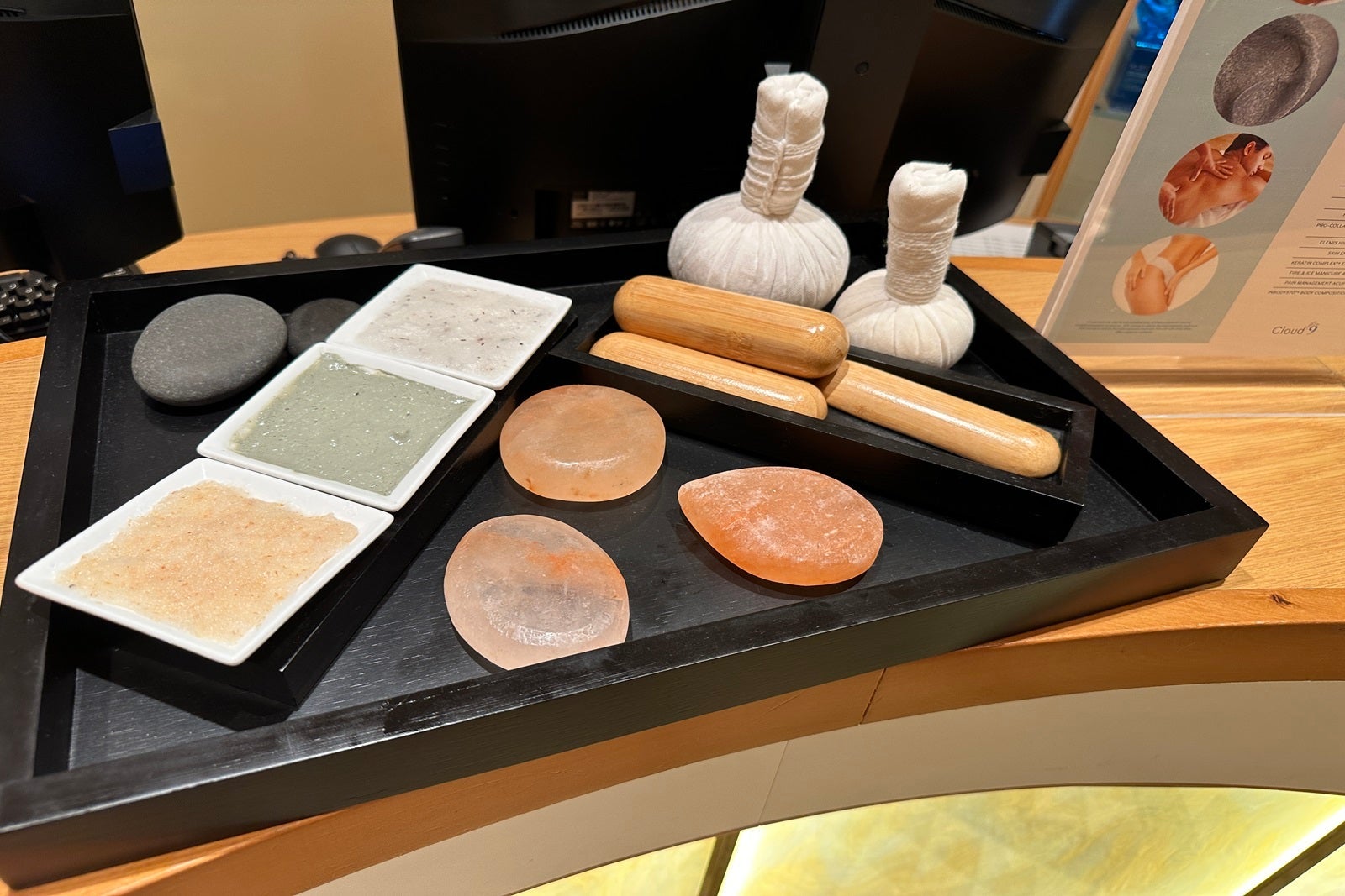 Spa supplies on a counter