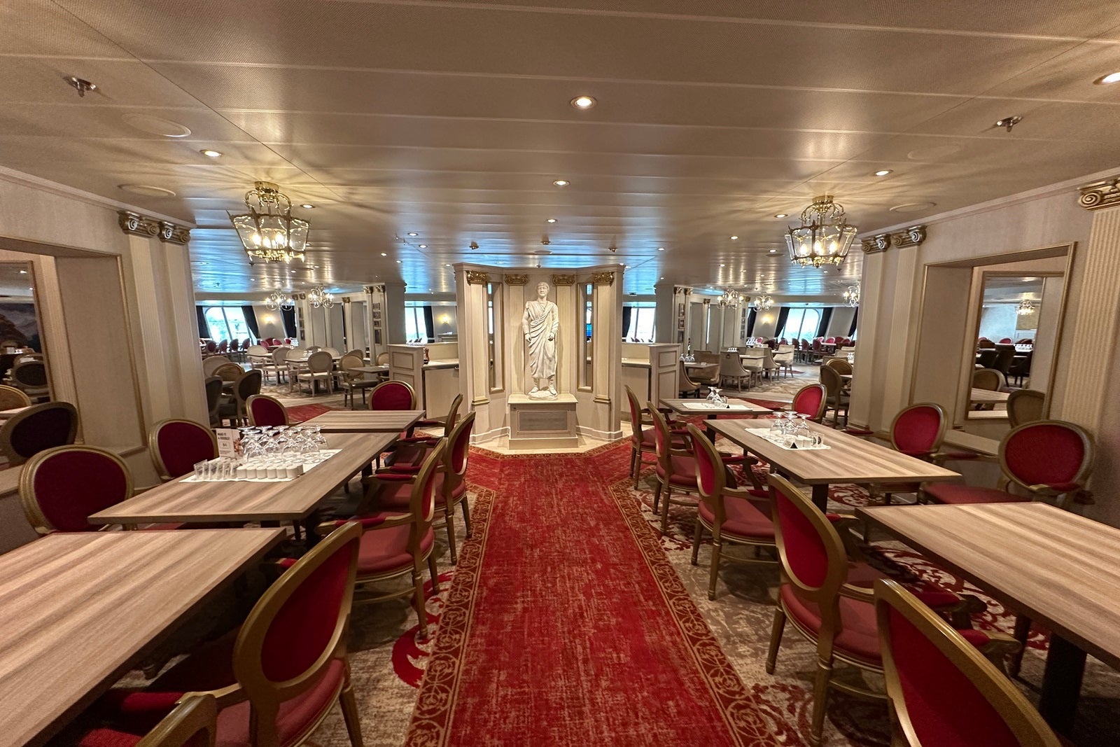 A cruise ship dining room